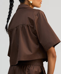 Brunette Egyptian Cotton Cropped Bowling Shirt