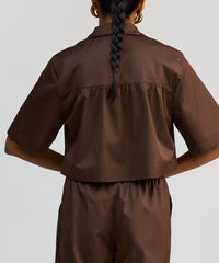 Brunette Egyptian Cotton Cropped Bowling Shirt