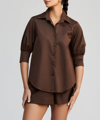 Brunette Egyptian Cotton Short-Sleeved Shirt