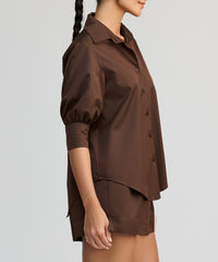 Brunette Egyptian Cotton Short-Sleeved Shirt