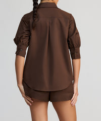 Brunette Egyptian Cotton Short-Sleeved Shirt