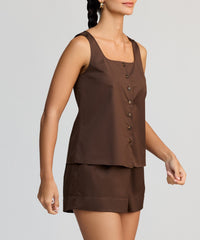 Brunette Egyptian Cotton Sleeveless Top