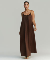 Brunette Egyptian Cotton Long Trapeze Dress