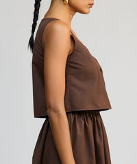 Brunette Egyptian Cotton Cropped Sleeveless Top