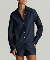 Navy Blue Egyptian Cotton Oversized Shirt