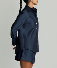 Navy Blue Egyptian Cotton Oversized Shirt