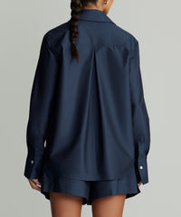 Navy Blue Egyptian Cotton Oversized Shirt