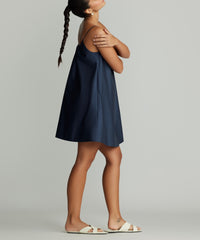 Navy Blue Egyptian Cotton Short Trapeze Dress