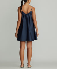 Navy Blue Egyptian Cotton Short Trapeze Dress