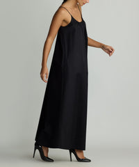 Black Egyptian Cotton Long Trapeze Dress