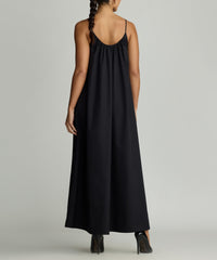 Black Egyptian Cotton Long Trapeze Dress