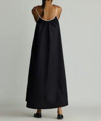 Black & White Egyptian Cotton Long Trapeze Dress