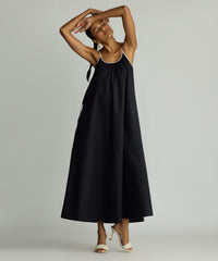 Black & White Egyptian Cotton Long Trapeze Dress