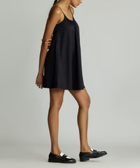 Black Egyptian Cotton Short Trapeze Dress
