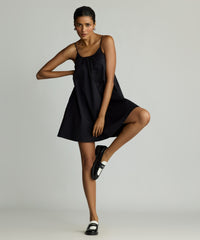 Black Egyptian Cotton Short Trapeze Dress