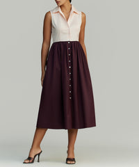 Blush and Mulberry Egyptian Cotton Long Tennis Dress