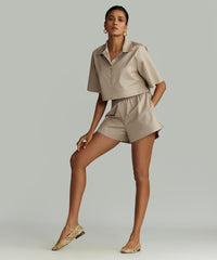 Khaki Brown Egyptian Cotton Boxing Shorts