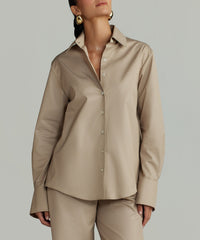 Khaki Brown Egyptian Cotton Oversized Shirt