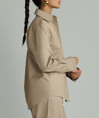 Khaki Brown Egyptian Cotton Oversized Shirt