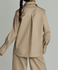 Khaki Brown Egyptian Cotton Oversized Shirt