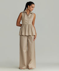 Khaki Brown Egyptian Cotton Tennis Top