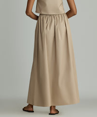 Khaki Brown Egyptian Cotton Maxi Skirt