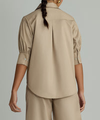 Khaki Brown Egyptian Cotton Short-Sleeved Shirt