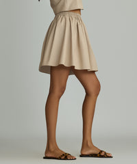 Khaki Brown Egyptian Cotton Mini Skirt