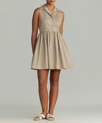 Khaki Brown Egyptian Cotton Short Tennis Dress