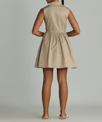Khaki Brown Egyptian Cotton Short Tennis Dress