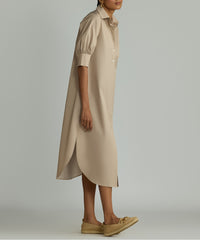 Khaki Brown Egyptian Cotton Long Shirt Dress
