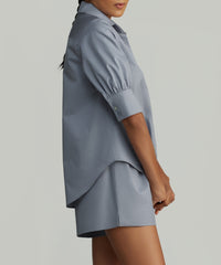 Powder Blue Egyptian Cotton Short-Sleeved Shirt