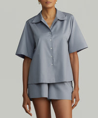 Powder Blue Egyptian Cotton Bowling Shirt