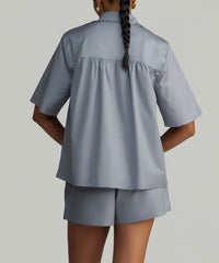 Powder Blue Egyptian Cotton Bowling Shirt