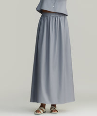 Powder Blue Egyptian Cotton Maxi Skirt