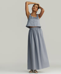 Powder Blue Egyptian Cotton Maxi Skirt