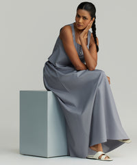 Powder Blue Egyptian Cotton Maxi Skirt