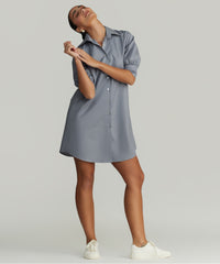 Powder Blue Egyptian Cotton Short Shirt Dress