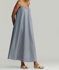 Powder Blue Egyptian Cotton Long Trapeze Dress