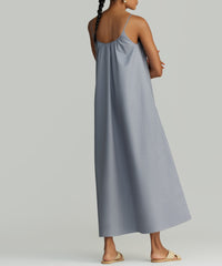 Powder Blue Egyptian Cotton Long Trapeze Dress