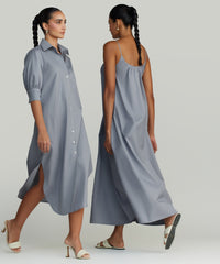 Powder Blue Egyptian Cotton Long Shirt Dress