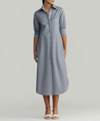 Powder Blue Egyptian Cotton Long Shirt Dress