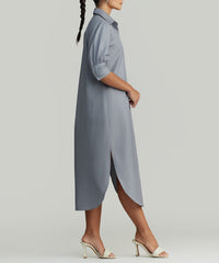 Powder Blue Egyptian Cotton Long Shirt Dress