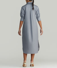 Powder Blue Egyptian Cotton Long Shirt Dress