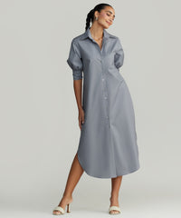 Powder Blue Egyptian Cotton Long Shirt Dress