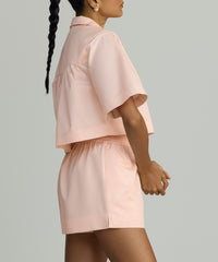 Blush Egyptian Cotton Cropped Bowling Shirt