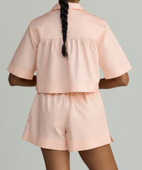 Blush Egyptian Cotton Cropped Bowling Shirt