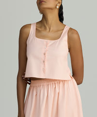 Blush Egyptian Cotton Cropped Sleeveless Top