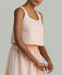 Blush Egyptian Cotton Cropped Sleeveless Top