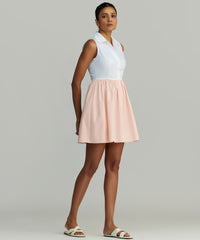 White & Blush Egyptian Cotton Short Tennis Dress
